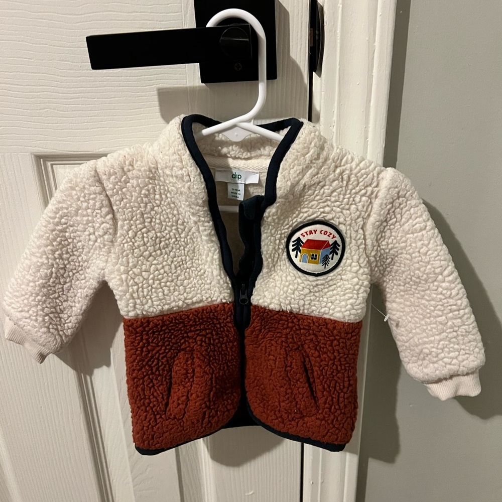 Dip Cream and Navy Sherpa Jacket
